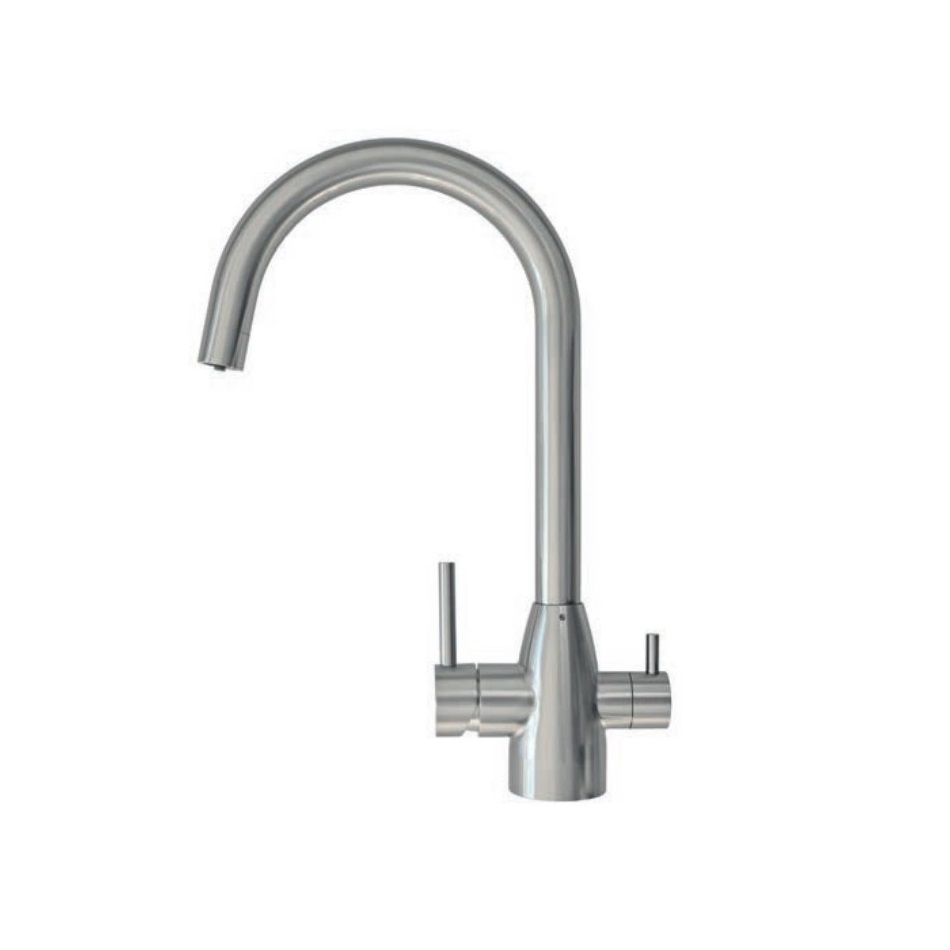 Proteas Filter Τρίοδη Βρύση Καμπυλωτή SS304 με Φαρδύ Κορμό PF-FAU-3WCU-W